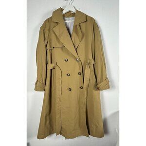 Nili Lotan x Target Womens Pleated Back Trench Coat Medium Double-Breasted Tan